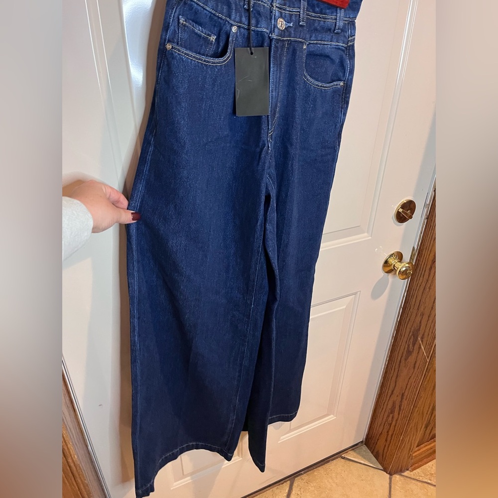 PAIGE Vintage Wide Leg Jeans Dark Wash Size 24 High Rise - Picture 4 of 11